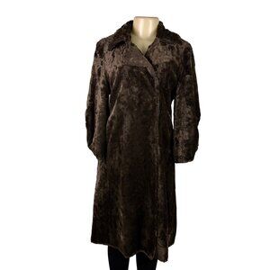 Rebecca Taylor Womens Brown Faux Fur Coat With Satin Lining Winter Luxury Size 4